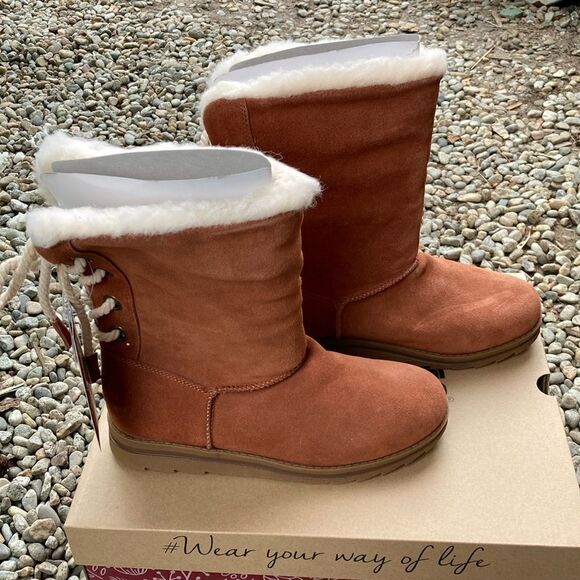 Muk Luks Ziggy Rodeo Leather Wool Blend Boots Shoes Size 6.5 - Picture 2 of 14